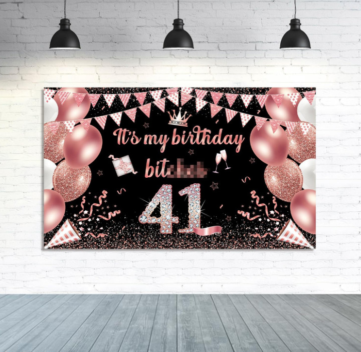71x43in It’s My Birthday Banner Backdrop Rose Gold Party Decorations Supplies 41