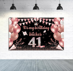 71x43in It’s My Birthday Banner Backdrop Rose Gold Party Decorations Supplies 41