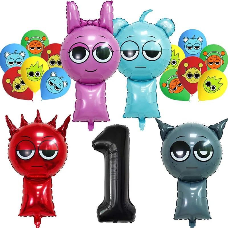Sprunki Birthday Party Ballon Age 1 to 9 Number Ballons Cartoon Children Gift