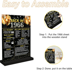 60Th Birthday Decorations Women Men, Black Gold Back in 1966 Birthday Poster Acr