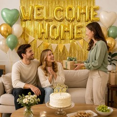 Welcome Home Decorations Sage Green Gold,Welcome Home Balloon Banner with Hea…