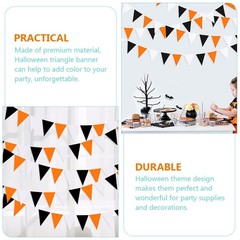 Orange Black White Halloween Pennant Halloween Triangle Flag Hanging Decoration