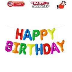 Happy Birthday Balloon Banner Letter Party Decorations, 16 Inch 3D Aluminum F…