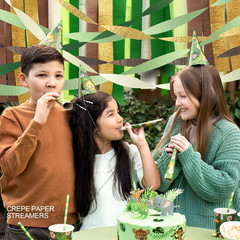 5 Rolls Crepe Paper Streamers – Sage Olive Green, Gold & Ivory Party Decorations
