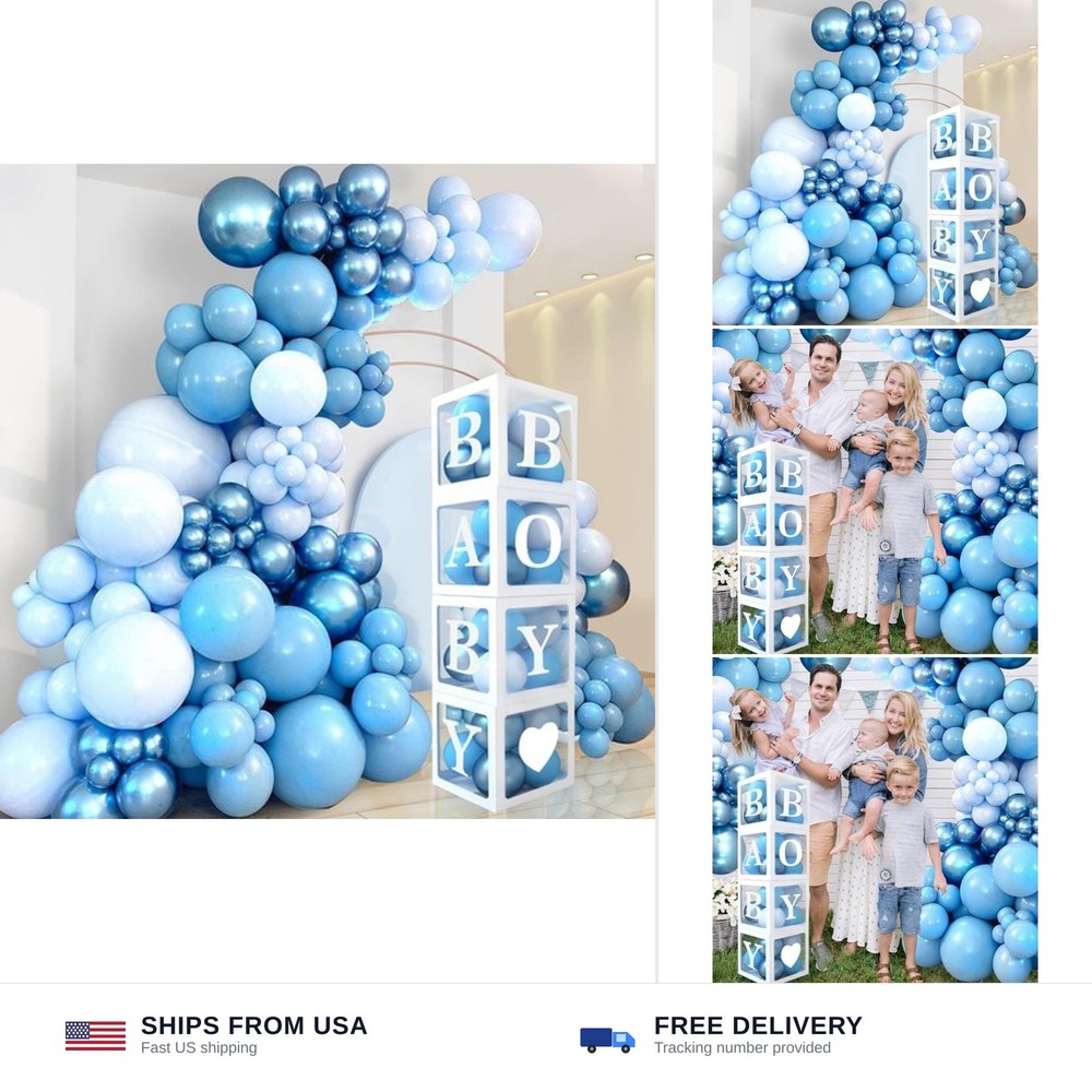 DataMoon Baby Shower Decorations for Boy – Navy Blue Baby Blue Different Size…
