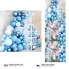 DataMoon Baby Shower Decorations for Boy – Navy Blue Baby Blue Different Size…