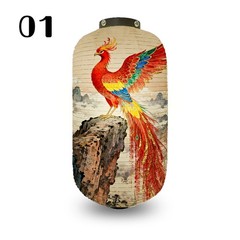 Oriental Chinese Style Cloth Lantern Phoenix Printed Decor Izakaya Restaurant