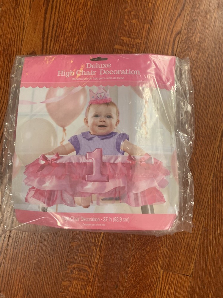 Deluxe High Chair Decoration / 37 in / Pink / 1st Birthday Girl