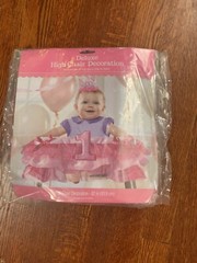 Deluxe High Chair Decoration / 37 in / Pink / 1st Birthday Girl