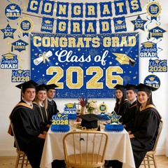 2026 Graduation Decorations Set – Class of 2026 Congrats Grad Backdrop Banner…