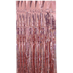 2x Laser Party Curtain Background Metallic Foil Fringe Birthday Photo Wall Decor