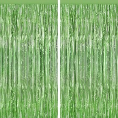 Light Green Tinsel Backdrop Foil Fringe Curtains – 2 Packs Door Streamers Bac…