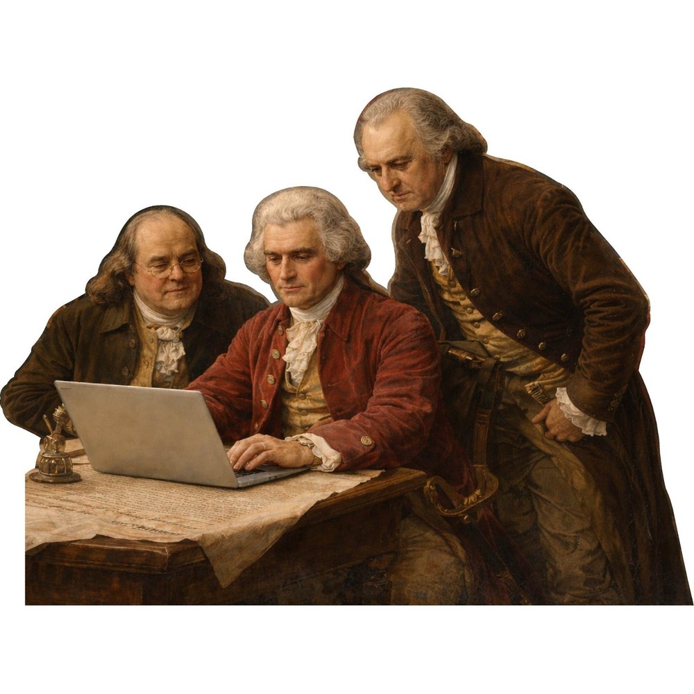 H25953 Founding Fathers PDF of Independence Laptop Cardboard Cutout Standee Stan