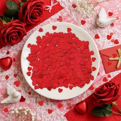 50g Red Metallic Foil Sequins Heart Valentines Day Glitter Confetti