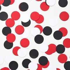 300pc Table Confetti, 1 Inch, Red, Black, White, Circle Dots, Glitter, Party