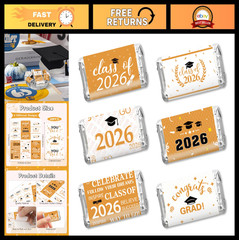 Graduation Party Decorations 2026 – 240PCS Congrats Grad Candy Wrapper Stickers,