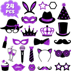 24 Pcs Funny Photo Booth Props Class of 2026 Graduation Birthday Wedding Family