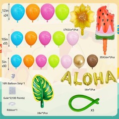 Tropical Balloon Arch Garland Kit, 178Pcs Hawaiian Luau Party Decorations, Gr…