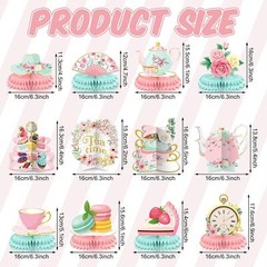 12 Pcs Floral Tea Time Themed Party Decorations Spring Vintage Teapot Honeycomb