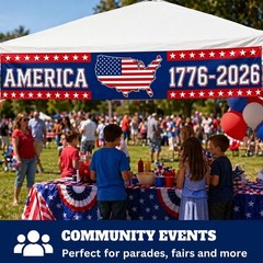250th Anniversary Banner American 1776-2026 With Hanging Ribbon 120″ x 20″ US…