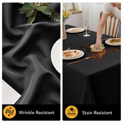 10-Pack Black Tablecloths for Rectangle Tables, 60 x 120 Inches, Stain-Resist…