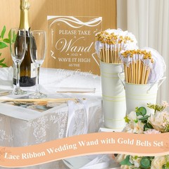 Reallnaive 103 Pcs Wedding Ribbon Stick Wand with Metal Buckets and Acrylic S…