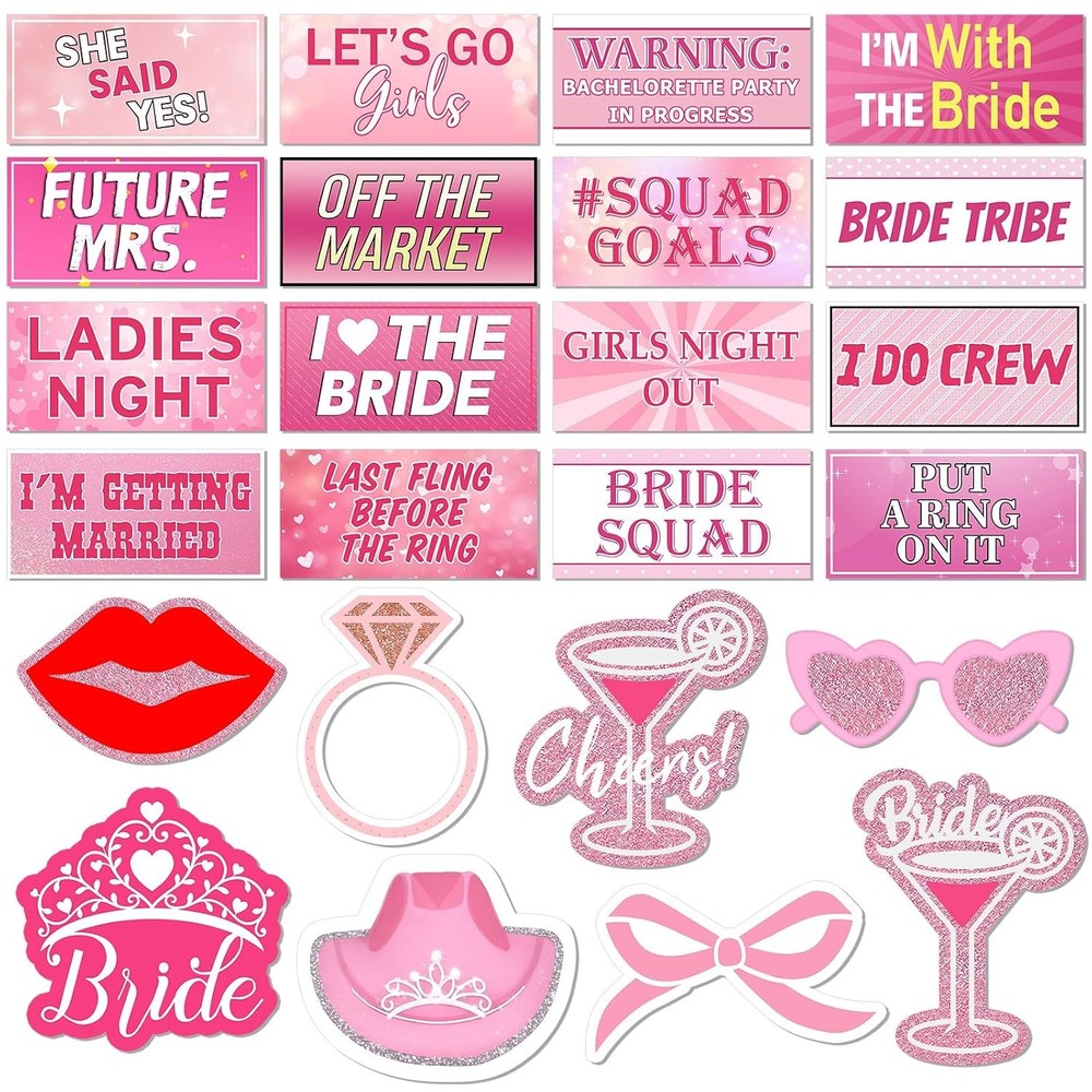Bachelorette Party Double Sided Large Photo Booth Props 24 Designs 11 x 5.5