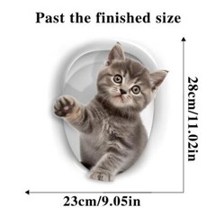 Waterproof 3D Cartoon Cat Toilet Lid Sticker Bathroom Self-adhesive Decal Cute