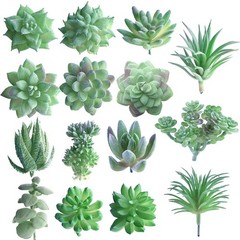 FEPITO 15 Pcs Artificial Succulent Plants Green Unpotted Faux 15Pcs,