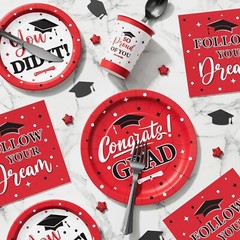 Eco-Friendly 175PCS Graduation Tableware—Disposable & Effortless Clean-Up