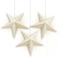 3-PACK 24″ White Moon and Stars Illuminated Paper Star Lantern, with LED Bulb…