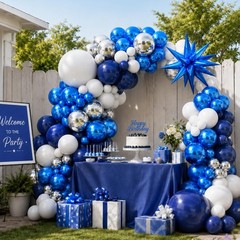 Graduation Balloon Arch Kit 2026 Blue and White Balloon Garland Royal Blue Wh…
