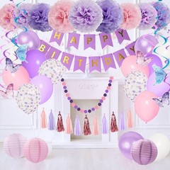 Elegant Purple Butterfly Birthday Decorations Set – 66 Piece Party Supplies