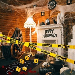 8 Pieces Crime Scene Decorations Including Body Silhouette Caution Barricade …