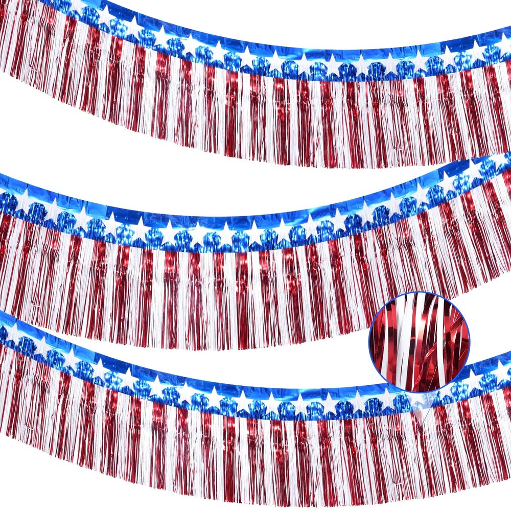 3Pack 30ft 4th of July Decorations Banner USA 30 feet, Red White Blue （3pcs）