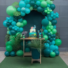 Green Brown Balloons, 50Pcs Green Balloon, Dark Brown Light Lime Grassy Teal Blu