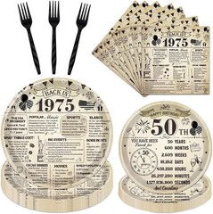 50Th Birthday Decorations for Men Women, Vintage 96PCS Back in 1975 Party Plates