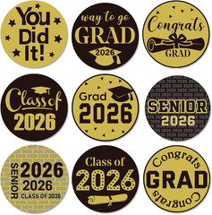 504Pcs Class of 2026 Graduation Stickers Congrats Grad Party Favor Candy Labels