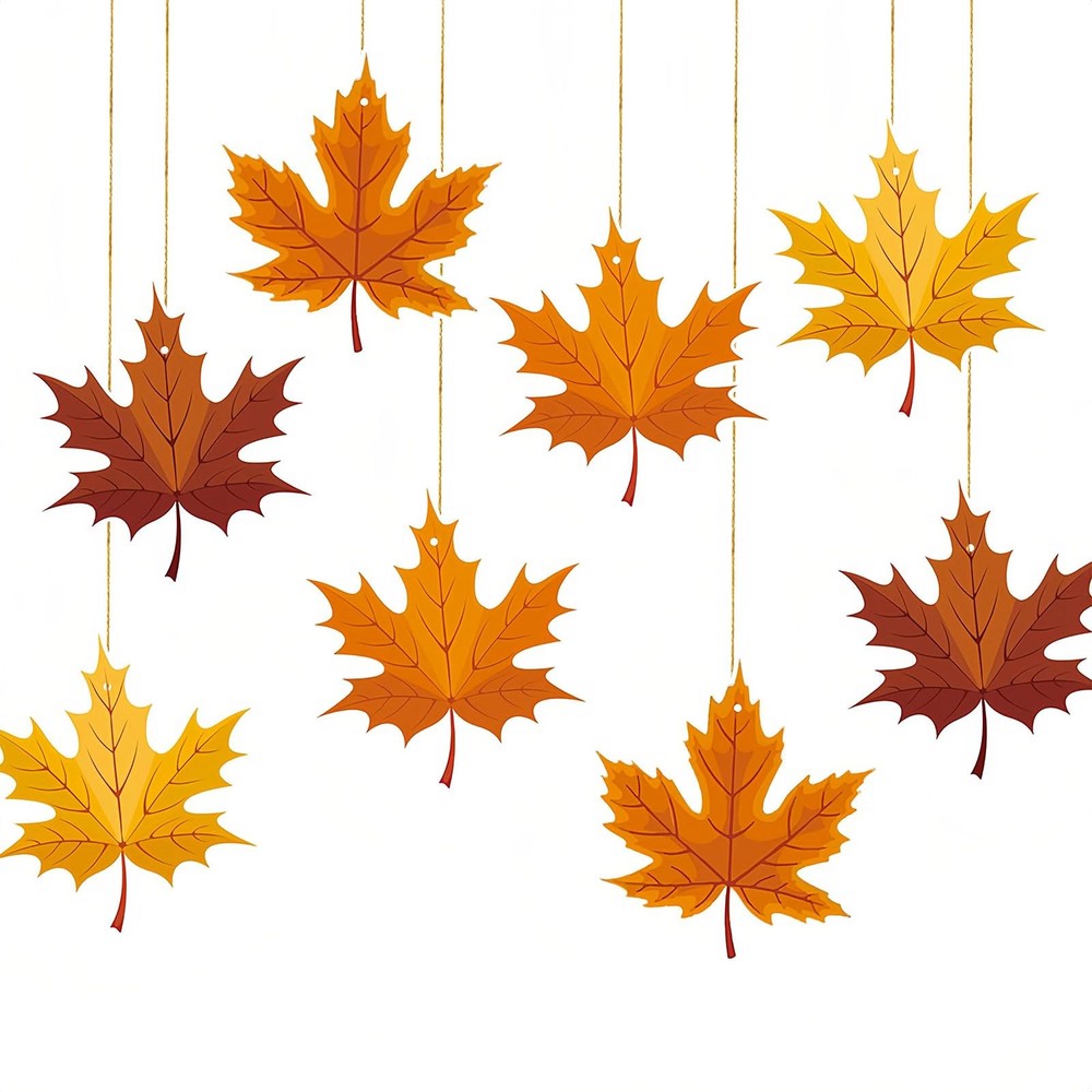 Fall Thanksgiving Hanging Swirls Maple Leaf Foil Ceiling Decor Party 8 PCS