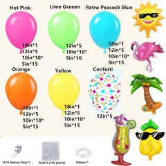 Summer Tropical Balloon Arch Kit with Flamingo, Coconut Tree, Sun, Pineapple,…