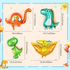 7 Pcs Dinosaur Balloons, Baby Dinosaur Foil Balloons, Giant Dino Animal Mylar…