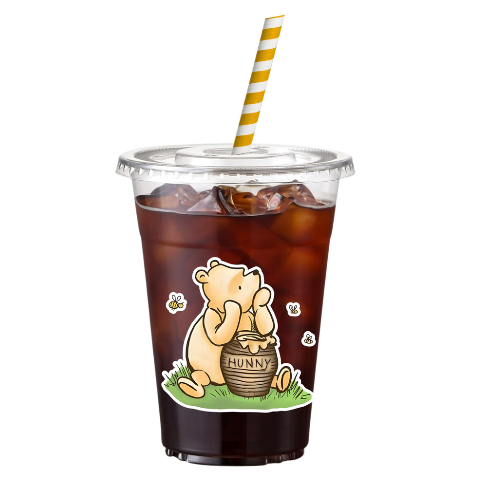 Classic Winnie the Pooh 16oz Party Cups Set of 12 w/ Lids & Paper Straws
