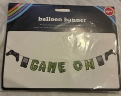 “Game On” Foil Mylar Balloon Banner Birthday Party Gamer Video remote control