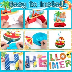 Complete Summer Party Set: Hello Summer Banner, Hanging Swirls & Foil Curtains