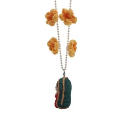 Mary Car Charm Yarn Bead Statue Handcrafted Yarn And Bead Construction