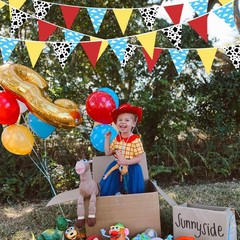 32Ft Cartoon Story Party Decorations Red Blue Yellow Toy Themed Story Fabric …