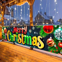 BlissYard Merry Christmas 78 x 17 Inch, Decorations Banner#1