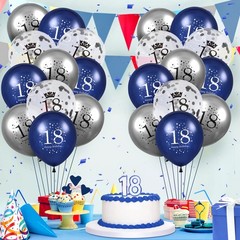 18th Birthday Balloons, 15 PCS Navy Blue Silver Latex 18th Birthday Balloons …