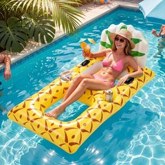 1 Piece Inflatable Pool Float Lounger for Adults Chair Floaties with Drink Ho…