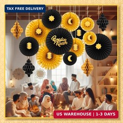Epakh 29 Pcs Eid al Adha Decorations for Home Eid al Adha Hanging Paper Lantern
